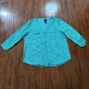 Covington Teal Blue V-neck Blouse size XL